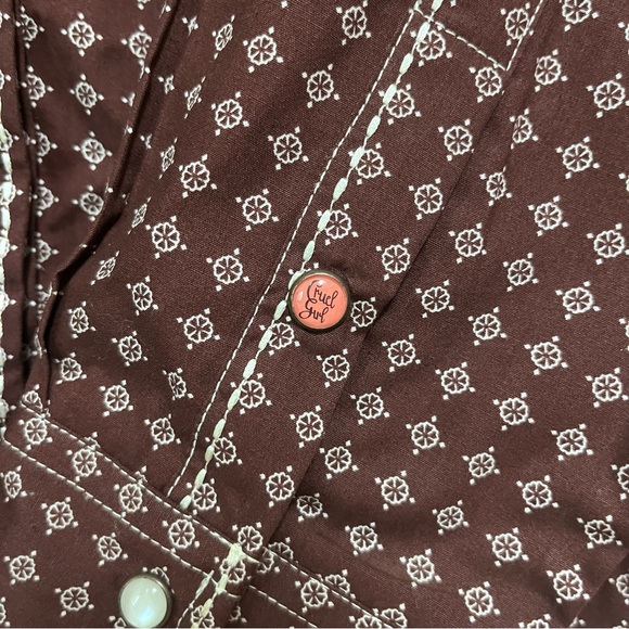 Cruel Girl Womens Brown w design Long Sleeve Pearl Snap Button Western Shirt L - Picture 5 of 7